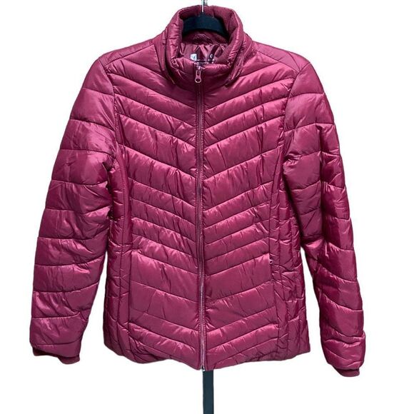 Xersion Burgundy Puffer Coat Size Medium - Picture 1 of 4